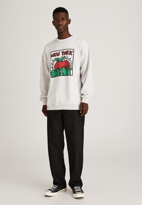 Factorie - Keith Haring crew fleece - white marle