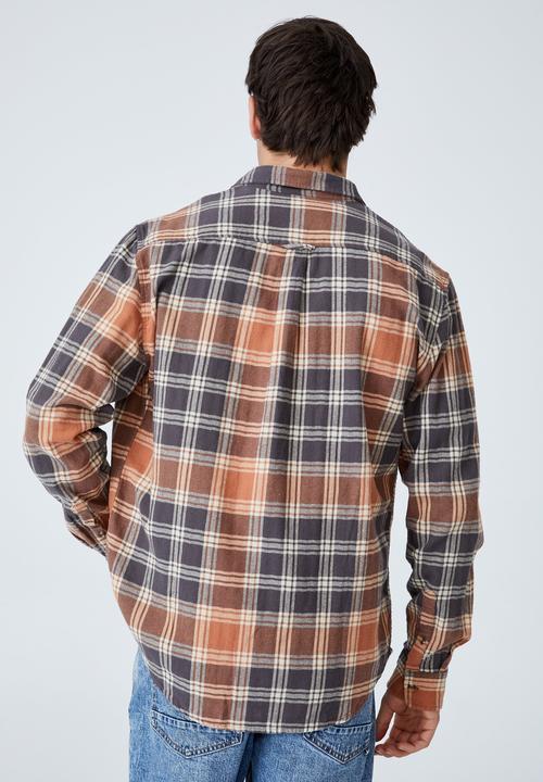 Factorie - Camden long sleeve shirt - terracotta plaid