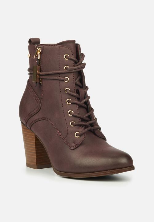 Miss Black - Ahlam2 lace-up ankle boot - burgundy