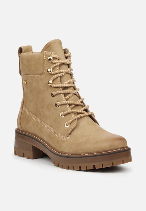 Miss Black - Fox1 lace-up ankle boot - stone