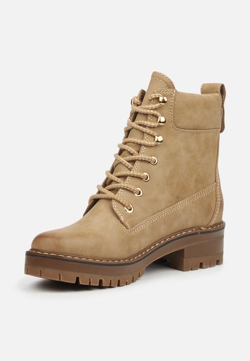 Miss Black - Fox1 lace-up ankle boot - stone