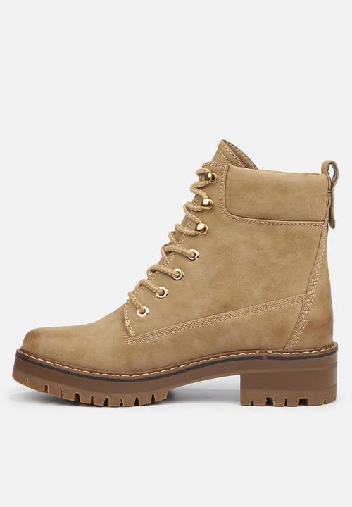 Miss Black - Fox1 lace-up ankle boot - stone