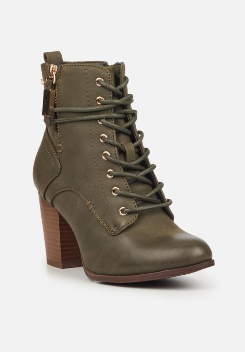 Miss Black - Ahlam2 lace-up ankle boot - olive