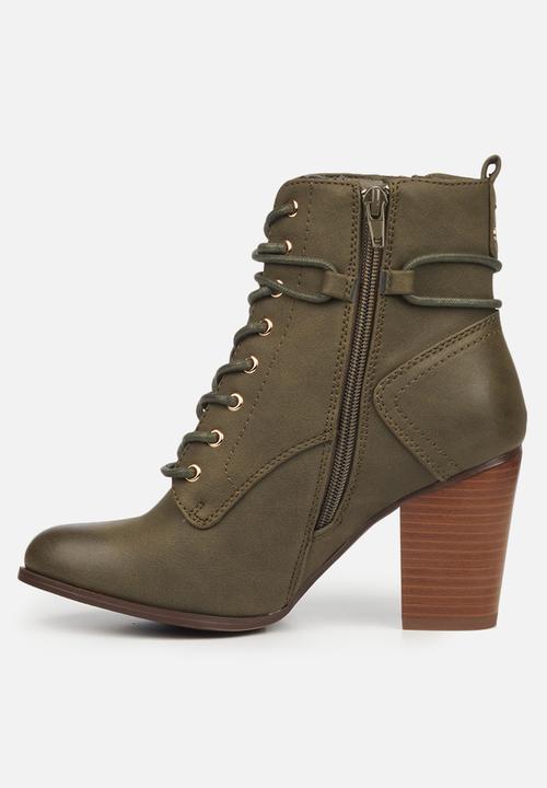 Miss Black - Ahlam2 lace-up ankle boot - olive
