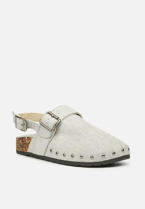 Miss Black - Burq5 slingback clog - grey