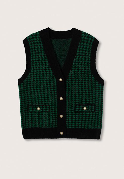 MANGO - Waistcoat patri - green