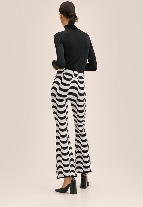 MANGO - Trousers marbre - black