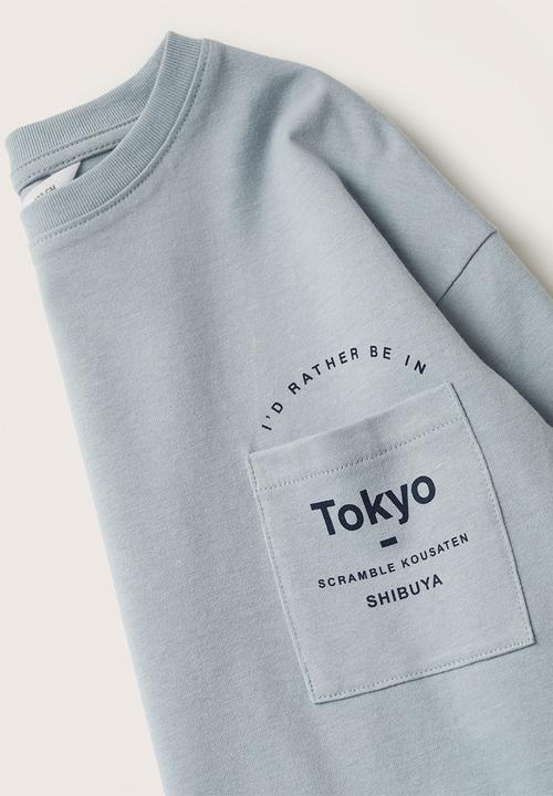 MANGO - T-shirt soho - light blue