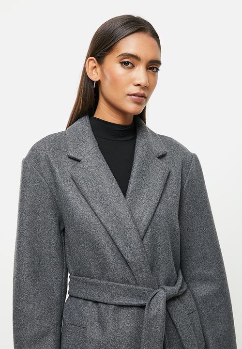 ONLY - Trillion belt x-long coatigan - grey