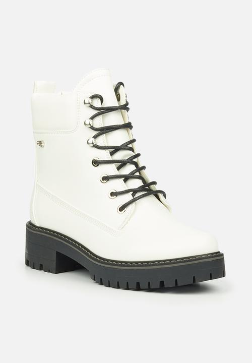Miss Black - Fox9 lace-up ankle boot - white