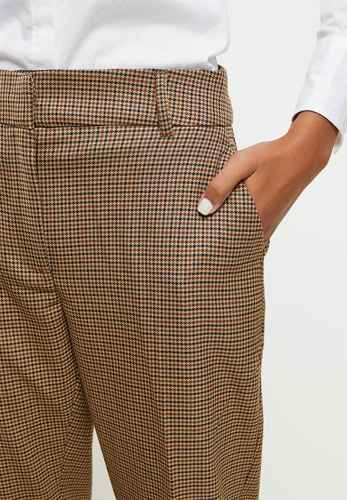 ONLY - Veronica pisa high waist cigarette check pants - tannin