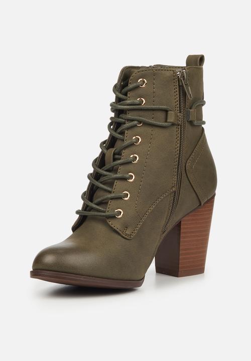 Miss Black - Ahlam2 lace-up ankle boot - olive