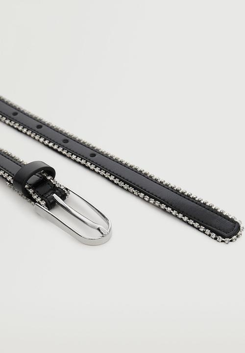 MANGO - Combined strass belt - black