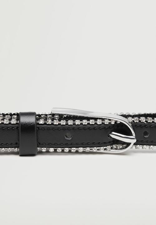 MANGO - Combined strass belt - black