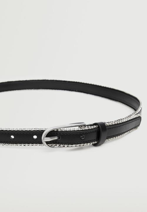 MANGO - Combined strass belt - black