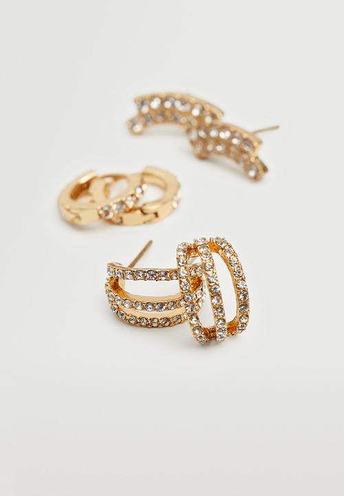 MANGO - Crystal pack earrings - gold