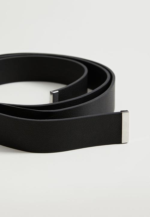 MANGO - Knot leather belt - black