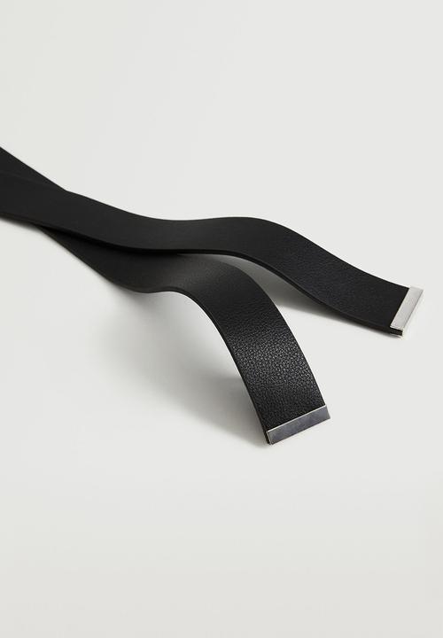 MANGO - Knot leather belt - black