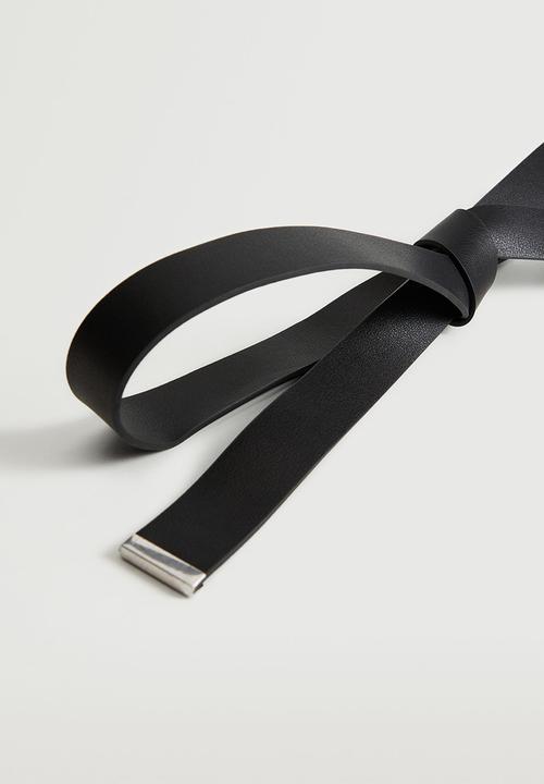 MANGO - Knot leather belt - black