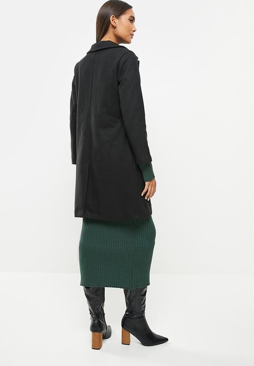 dailyfriday - Collared midi coat - black