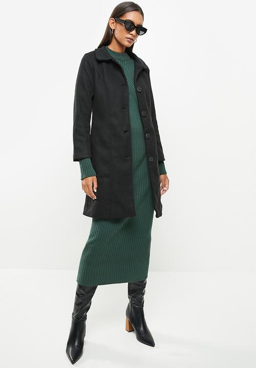 dailyfriday - Collared midi coat - black