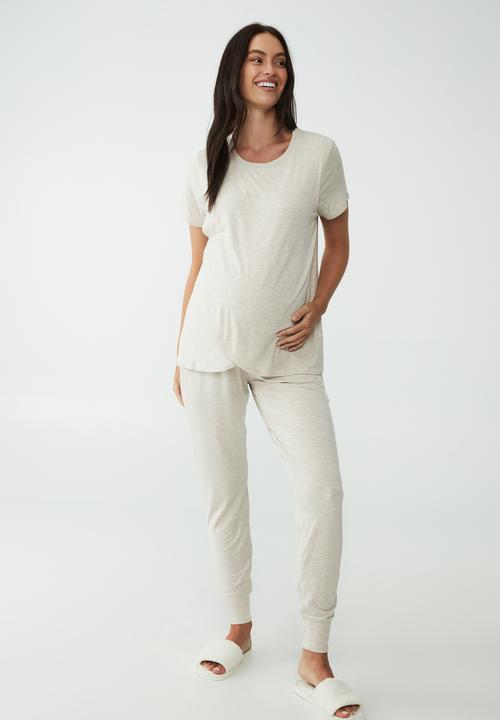 Cotton On - Sleep recovery maternity T-shirt - french oak marle