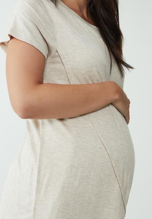 Cotton On - Sleep recovery maternity T-shirt - french oak marle