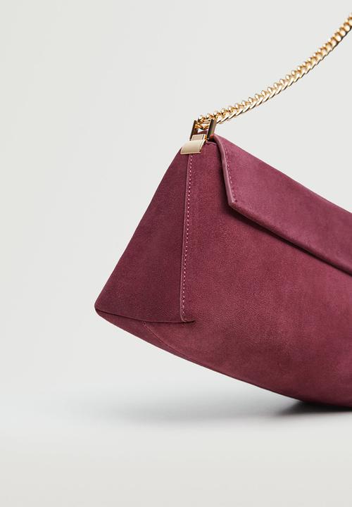 MANGO - Leather shoulder bag - cherry