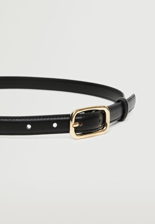 MANGO - Rectangular buckle belt - black