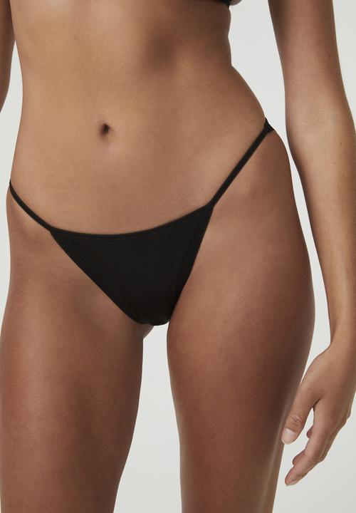Cotton On - Delilah satin tanga bikini brief - black