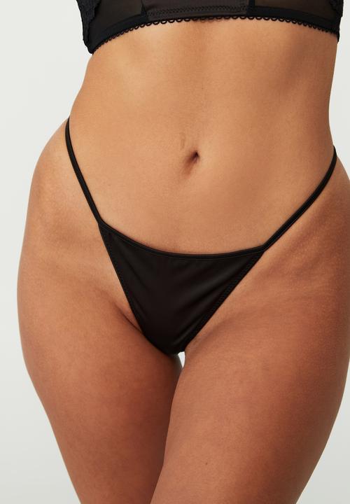 Cotton On - Delilah satin tanga g-string brief - black