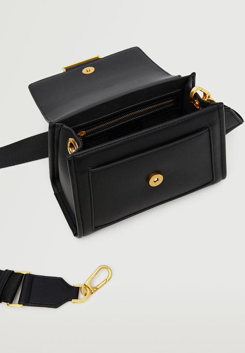 MANGO - Flap cross-body bag - black