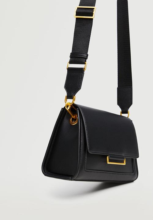 MANGO - Flap cross-body bag - black