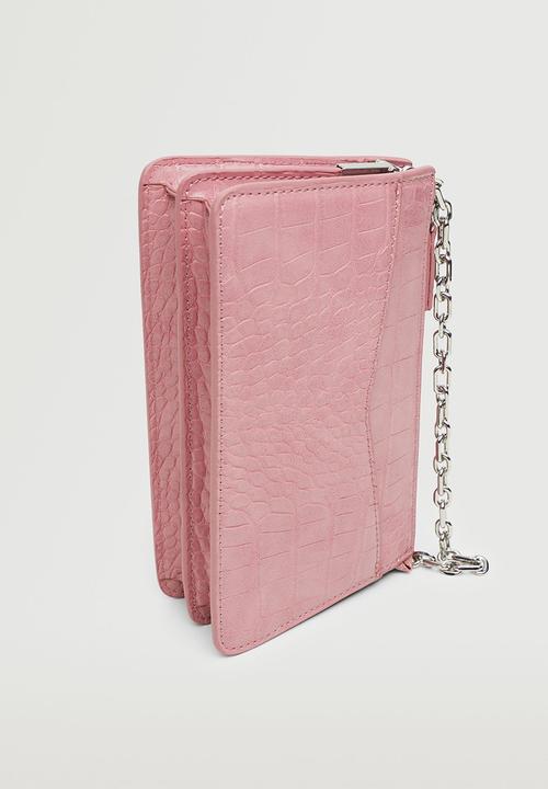 MANGO - Croc-effect cross body bag - pink