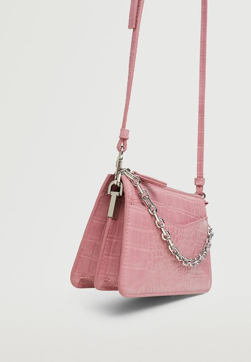 MANGO - Croc-effect cross body bag - pink