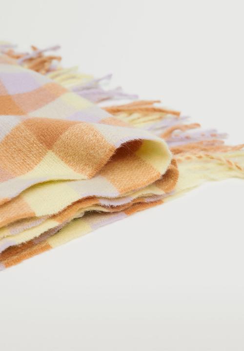 MANGO - Fringed check scarf - lavender