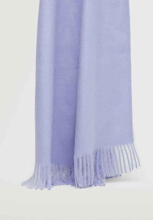 MANGO - Fringes knit scarf - lavender