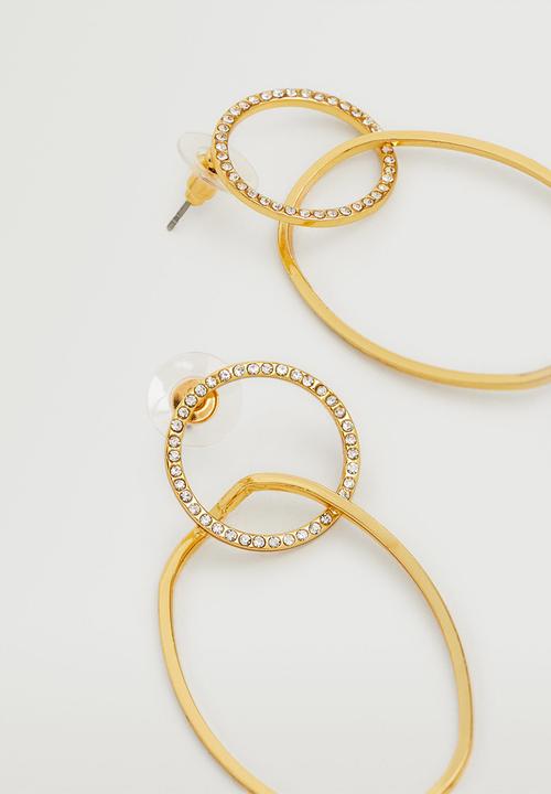 MANGO - Sparkled hoop earrings - gold