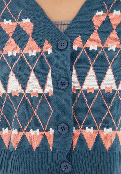 Trendyol - Crop jacquard knitwear cardigan - indigo