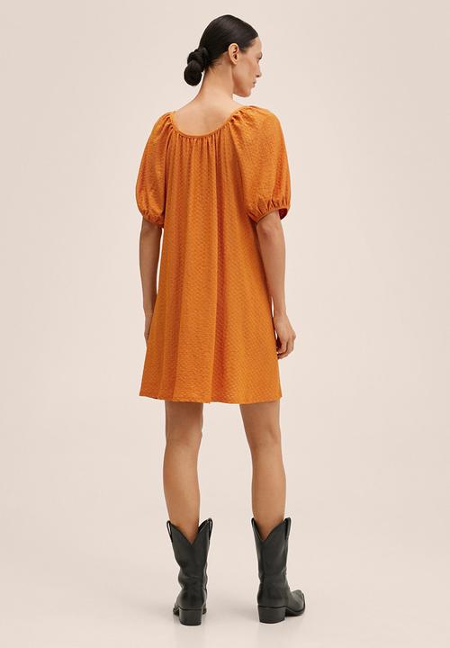 MANGO - Dress matcha-h - orange