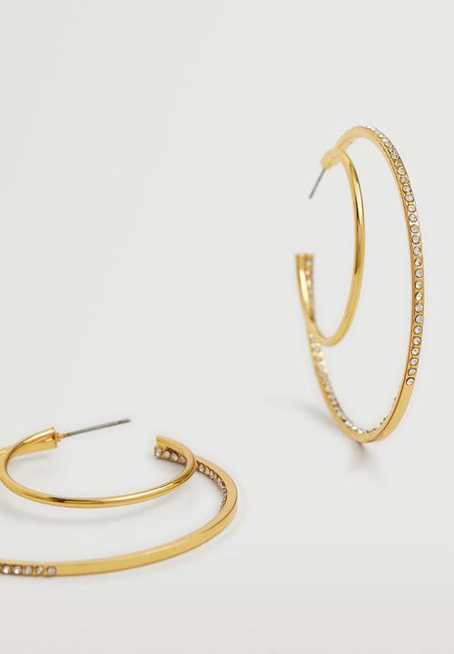 MANGO - Sparkled hoop earrings - gold