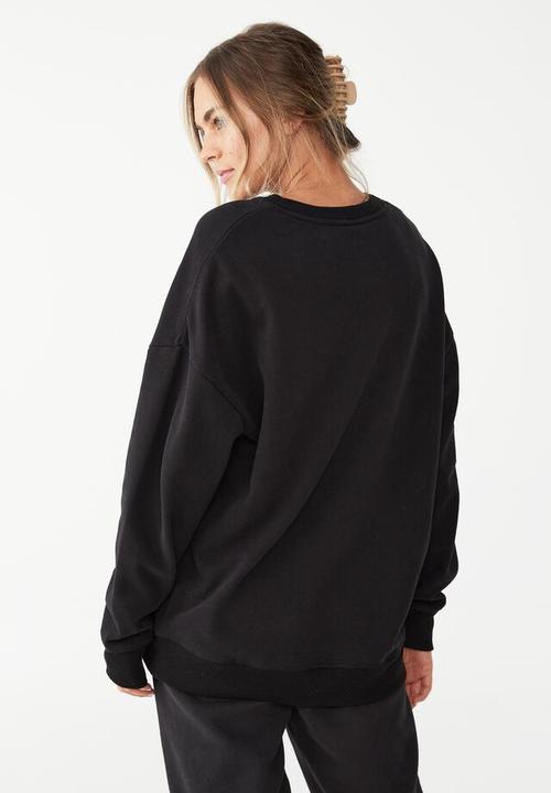 Cotton On - Plush oversized crew - black