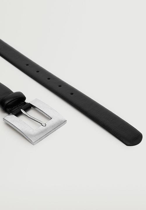 MANGO - Square buckle belt - black