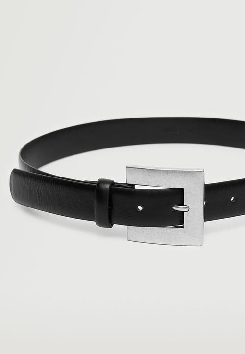 MANGO - Square buckle belt - black