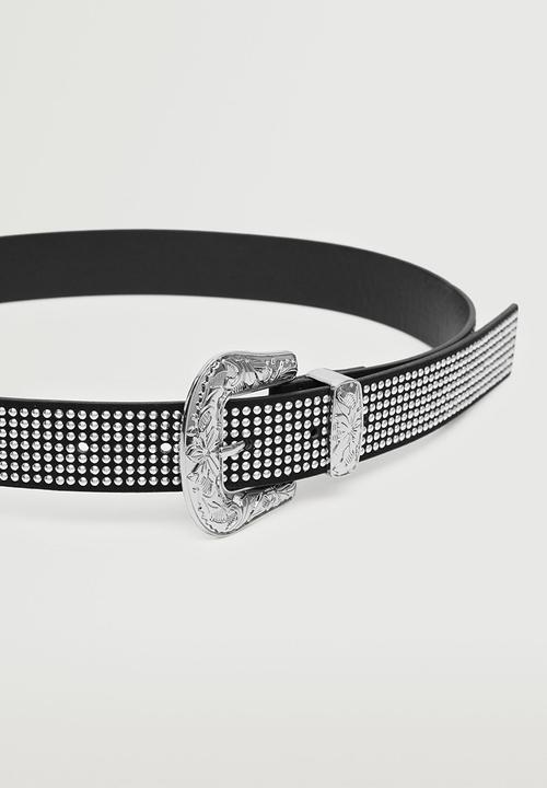 MANGO - Buckled studded belt - black