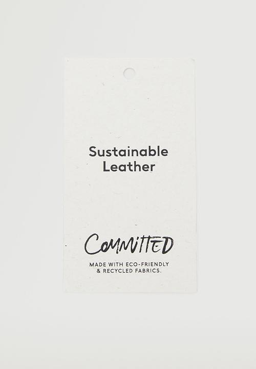 MANGO - Flap leather bag - off white