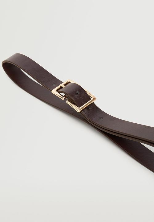 MANGO - Double buckle belt - chocolate