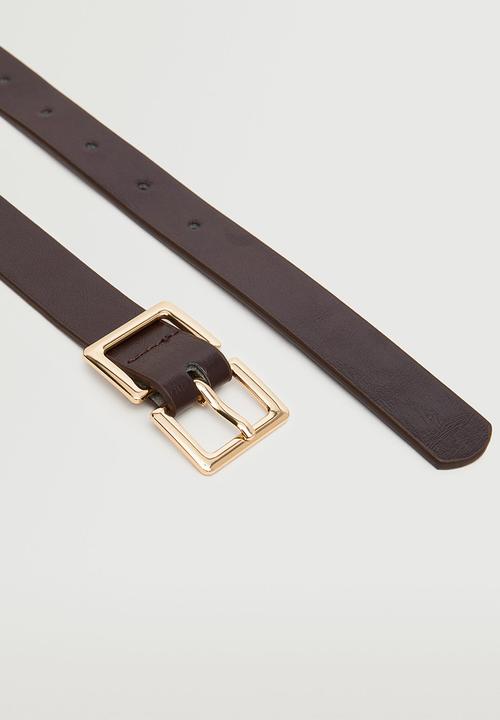 MANGO - Double buckle belt - chocolate