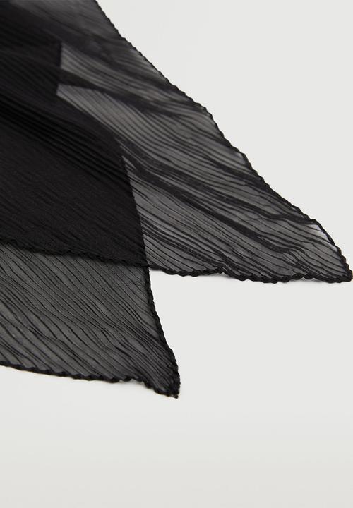 MANGO - Semi-transparent textured scarf - black