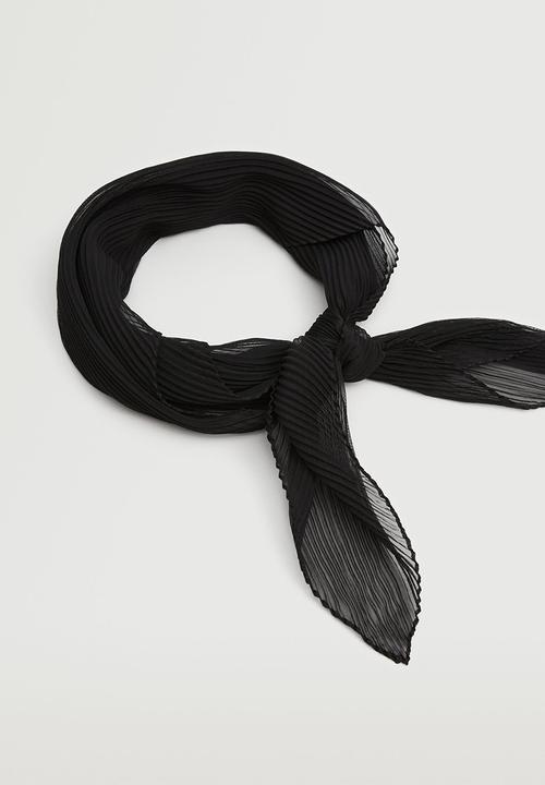 MANGO - Semi-transparent textured scarf - black